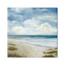 Stupell Industries Soft Clouds over Beach Nature Painting Gallery Wrapped Canvas Art Print Wall Art, 17 x 17