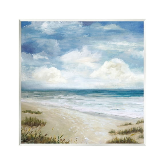 Stupell Industries Soft Clouds over Beach Nature Painting Unframed Art Print Wall Art, 12 x 12