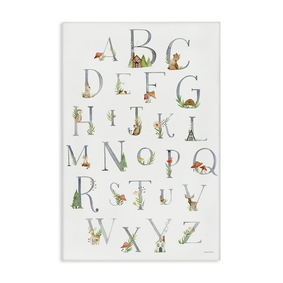 Stupell Industries Soft Cottage Alphabet Town & City Painting Gallery Wrapped Canvas Art Print Wall Art, 16 x 24