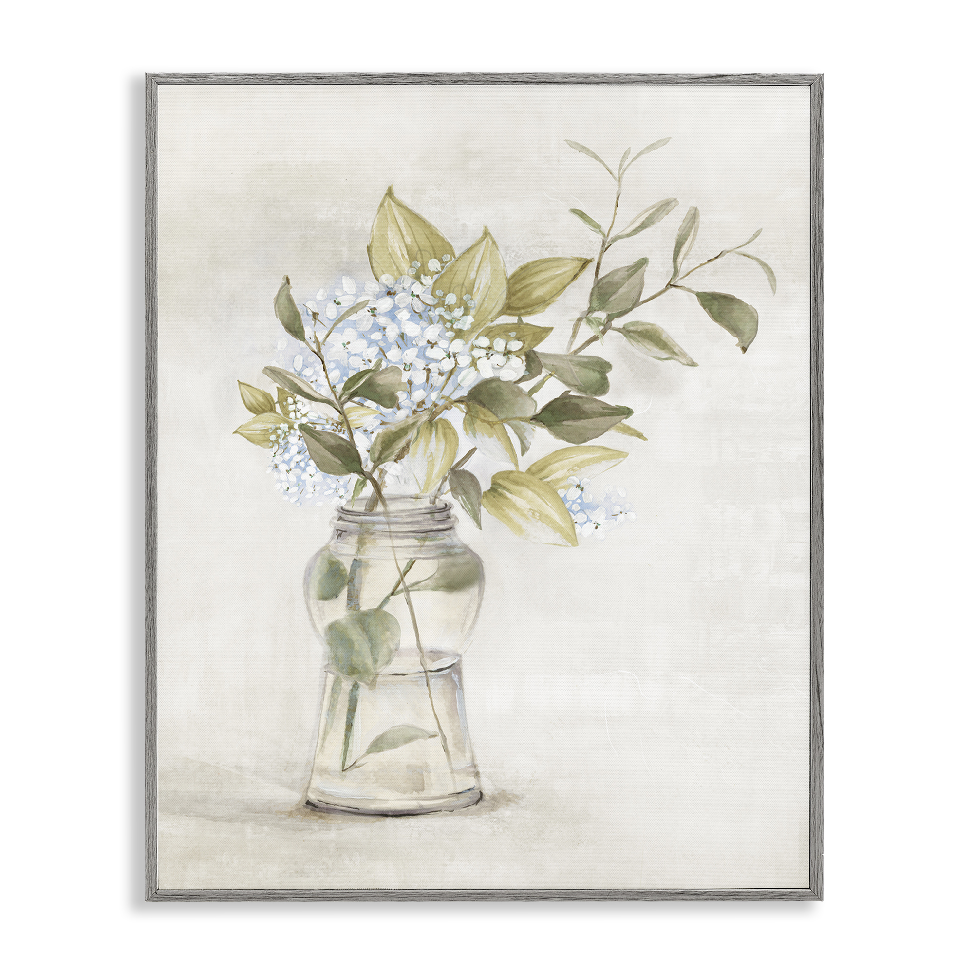 Stupell Industries Soft Cottage Blooms Vase Plants & Flowers Painting Gray Framed Art Print Wall Art, 11 x 14