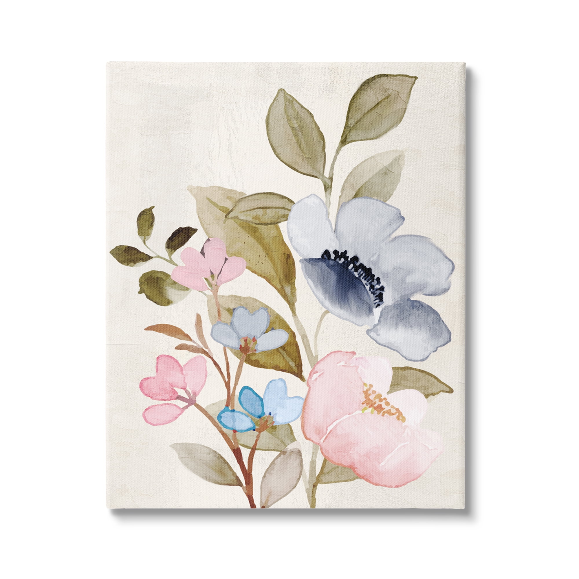 Stupell Industries Soft Cottage Florals Botanical & Floral Painting Gallery Wrapped Canvas Art Print Wall Art, 16 x 20