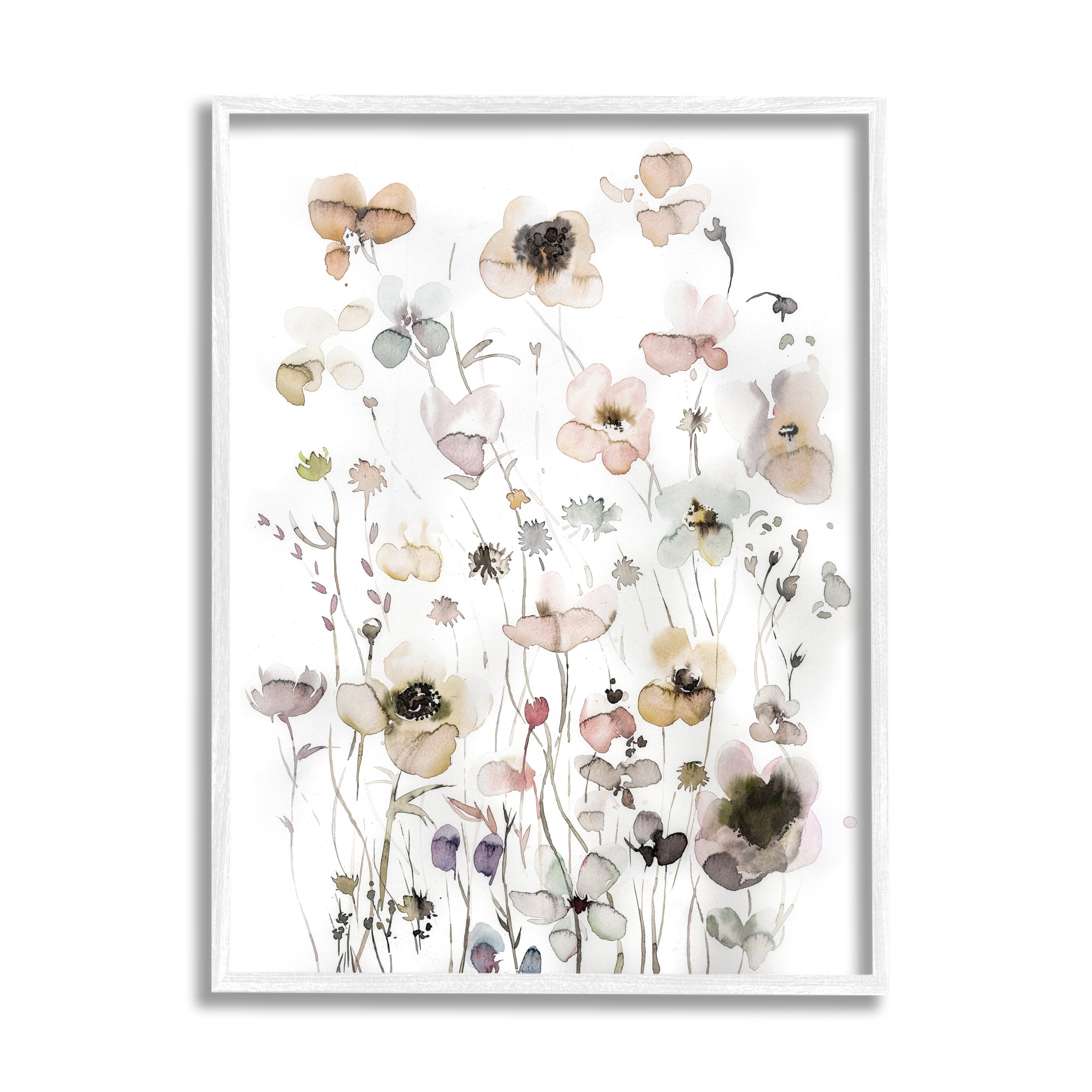 Stupell Industries Soft Cottage Florals Botanical & Floral Painting White Framed Art Print Wall Art, 24 x 30
