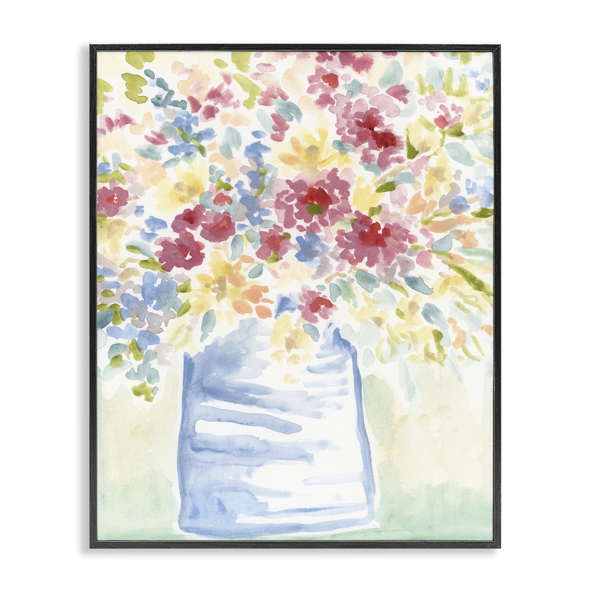 Stupell Industries Soft Country Blossoms Plants & Flowers Painting Black Framed Art Print Wall Art, 24 x 30