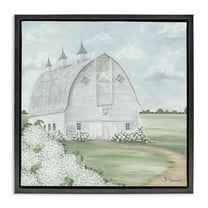 Stupell Industries Soft Country Landscape with Hydrangeas Landscape Painting Black Floater Framed Canvas Art Print Wall Art, 18 x 18