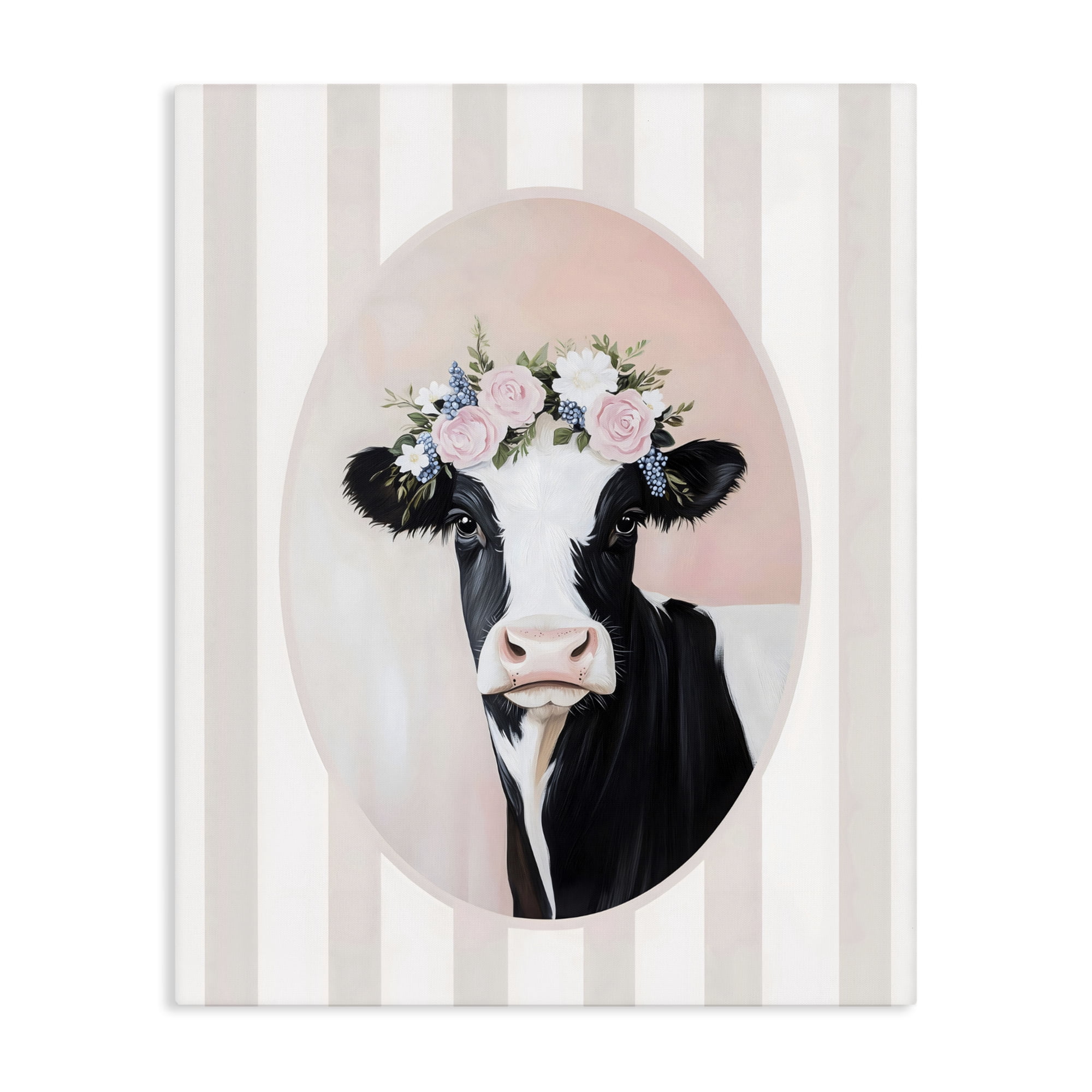 Stupell Industries Soft Cow with Floral Crown Canvas Wall Art, design by Arlington Prints