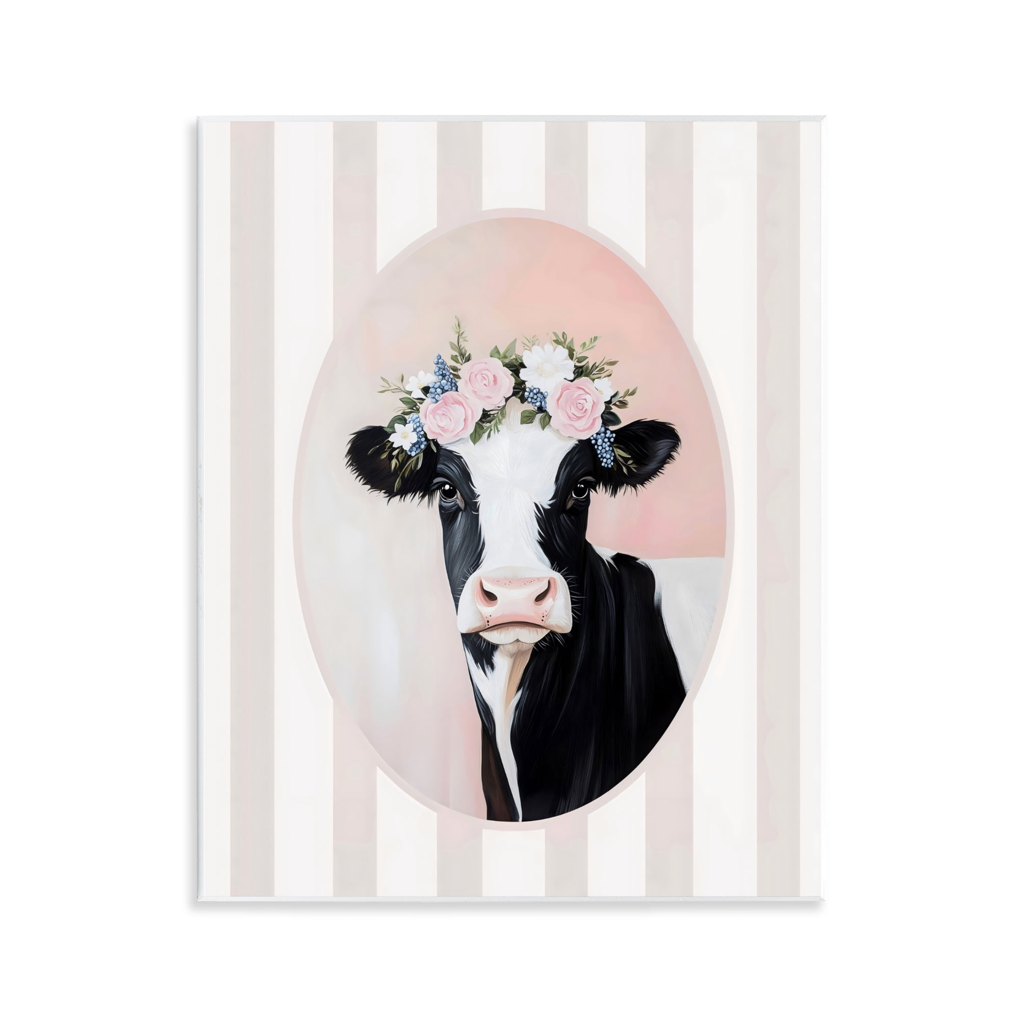 Stupell Industries Soft Cow with Floral Crown Wall Plaque Art, design by Arlington Prints