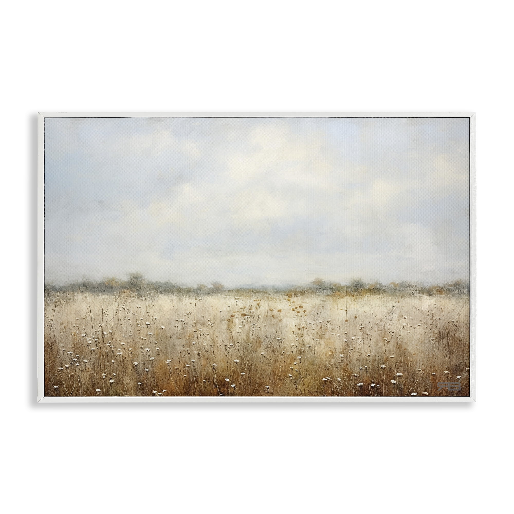 Stupell Industries Soft Daisy Field Landscape Painting White Framed Art Print Wall Art, 30 x 20