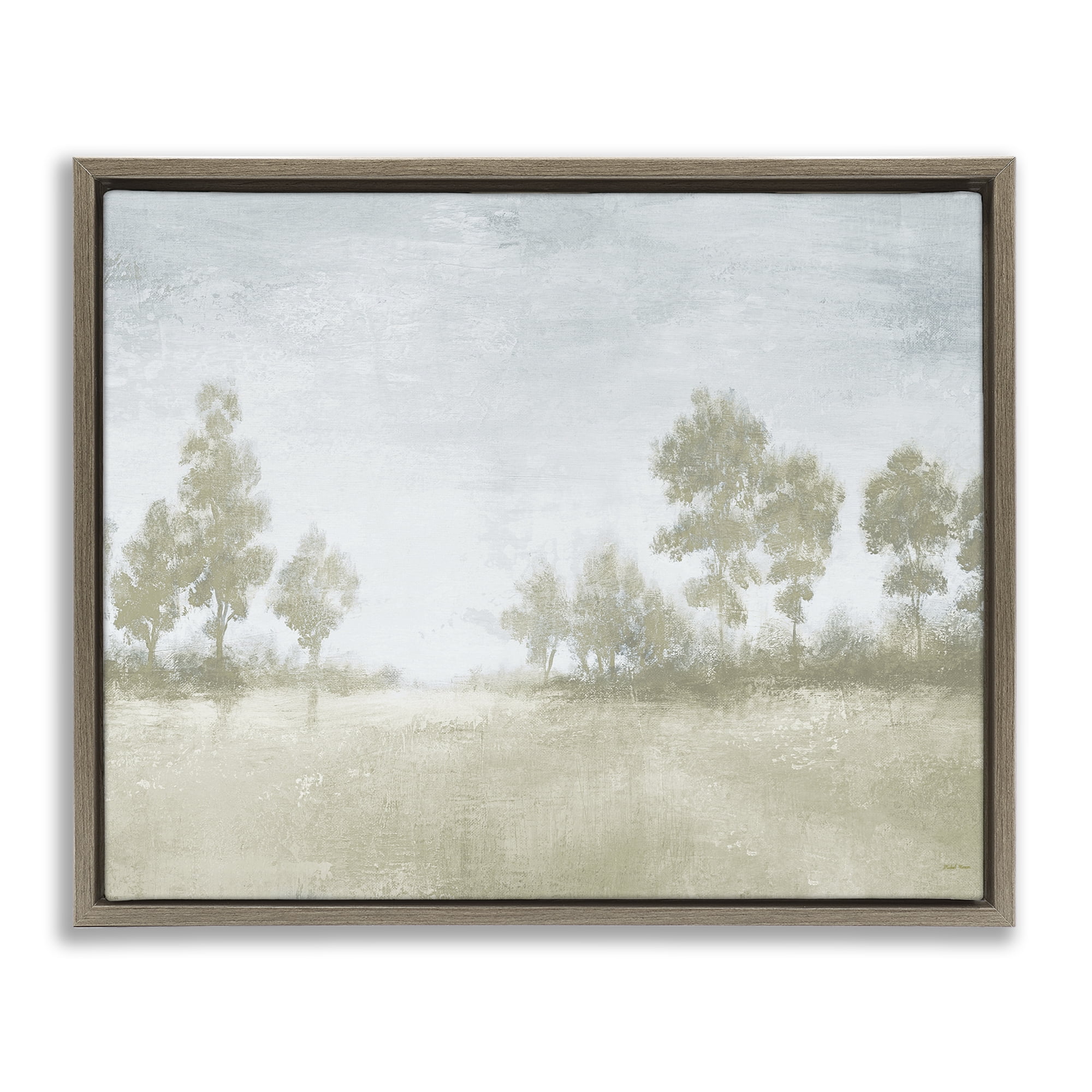 Stupell Industries Soft Distant Valley Landscape Brown Framed Floater Canvas Wall Art, design by Michael Marcon