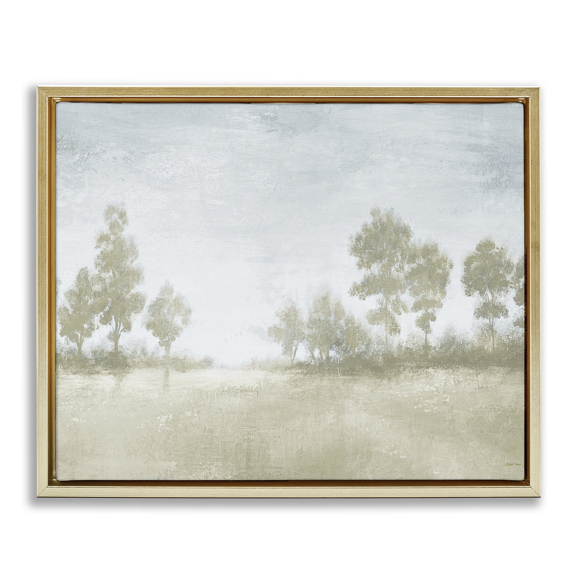 Stupell Industries Soft Distant Valley Landscape Gold Framed Floater Canvas Wall Art, design by Michael Marcon