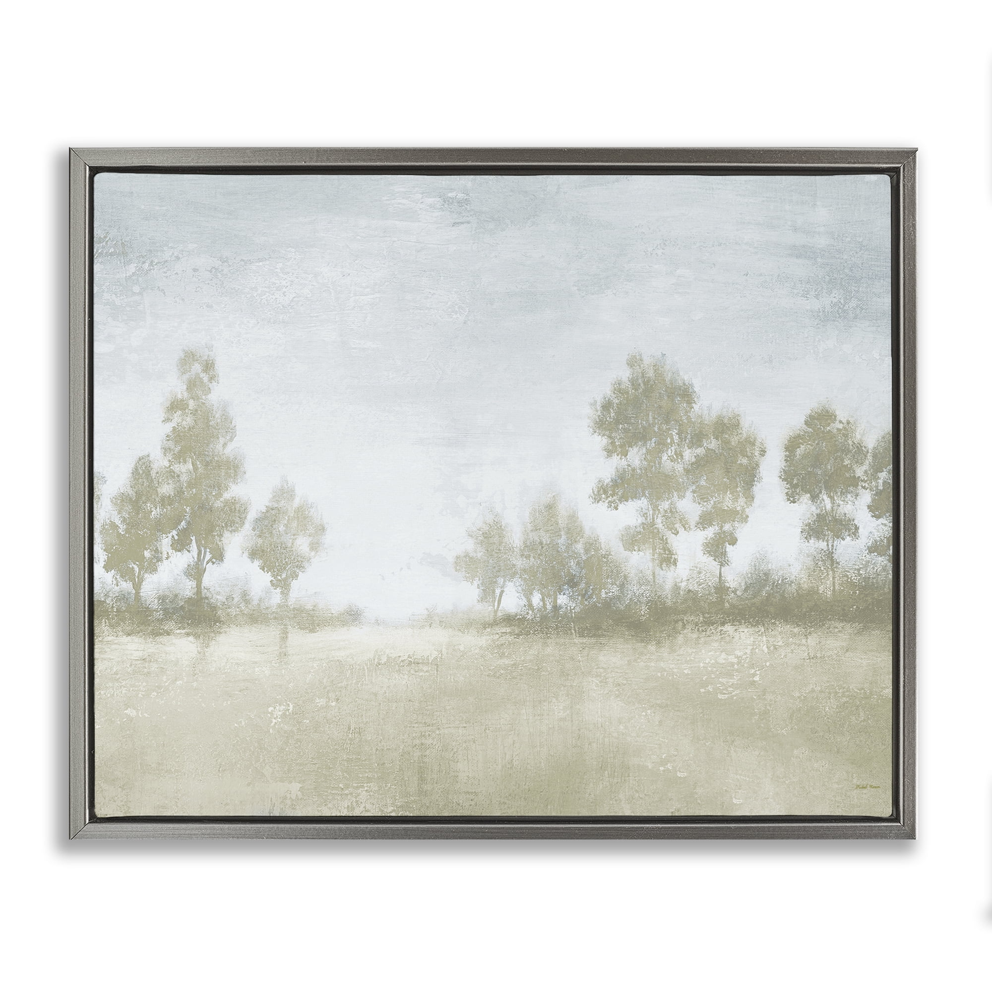 Stupell Industries Soft Distant Valley Landscape Gray Framed Floater Canvas Wall Art, design by Michael Marcon