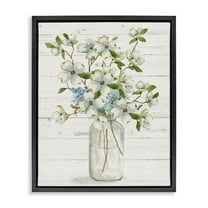 Stupell Industries Soft Dogwood Bouquet Botanical & Floral Painting Black Floater Framed Art Print Wall Art, 17 x 21