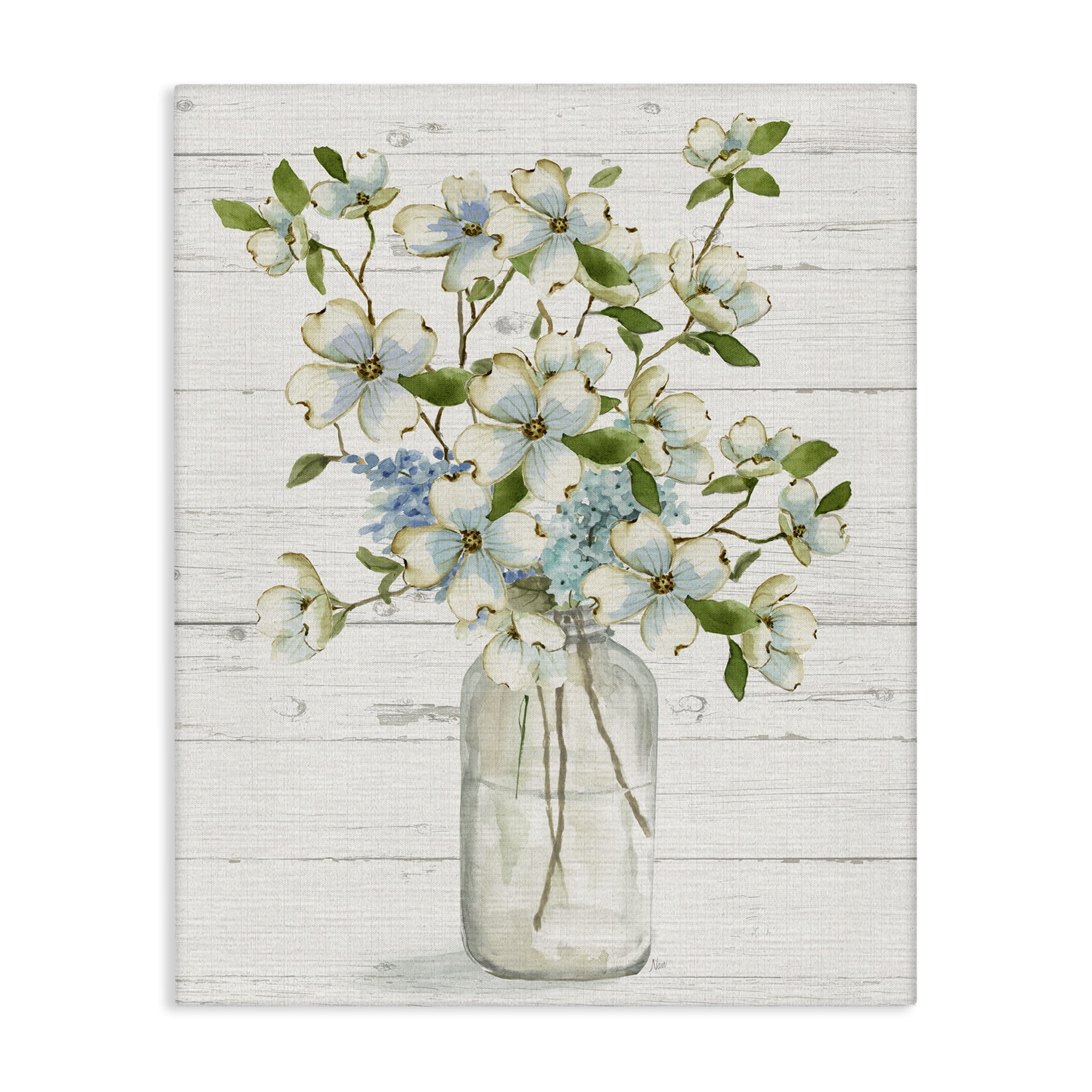 Stupell Industries Soft Dogwood Bouquet Botanical & Floral Painting Gallery Wrapped Canvas Art Print Wall Art, 36 x 48