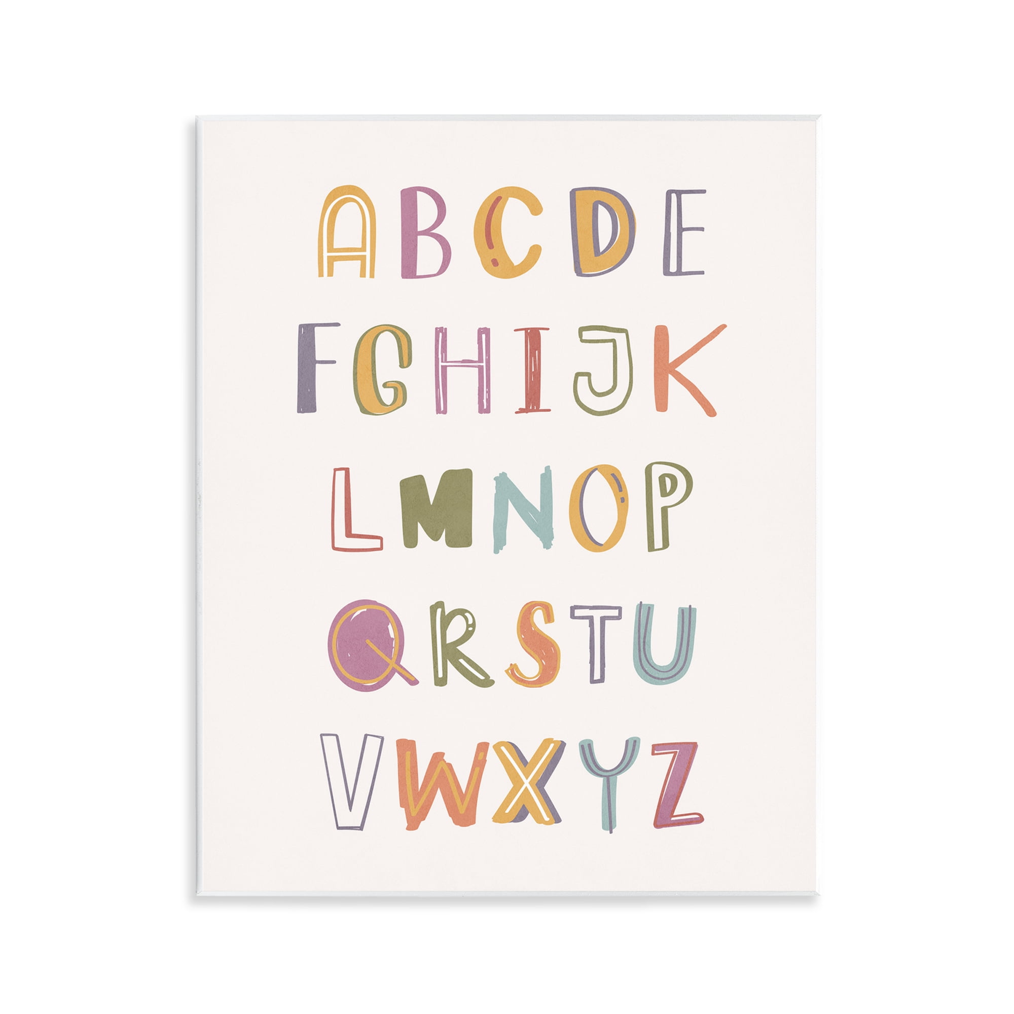 Stupell Industries Soft Doodle Alphabet Education Painting Unframed Art Print Wall Art, 11 x 14