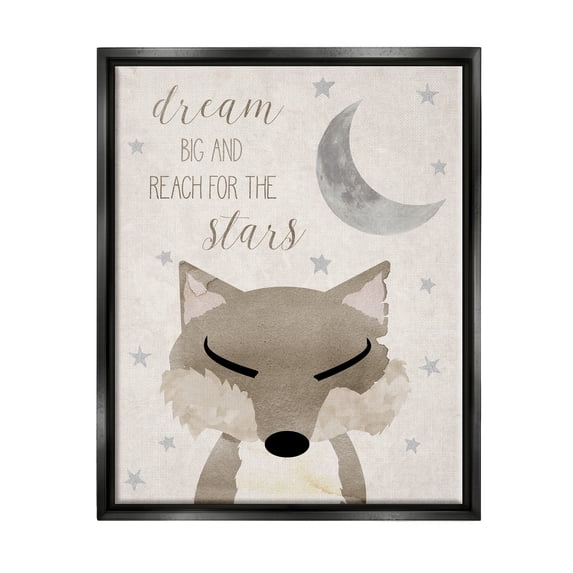 Stupell Industries Soft Dream Big Fox Landscape Painting Black Floater Framed Canvas Art Print Wall Art, 25 x 31