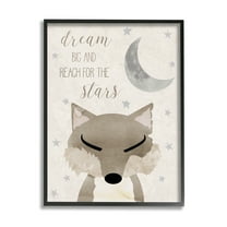 Stupell Industries Soft Dream Big Fox Landscape Painting Black Framed Art Print Wall Art, 11 x 14