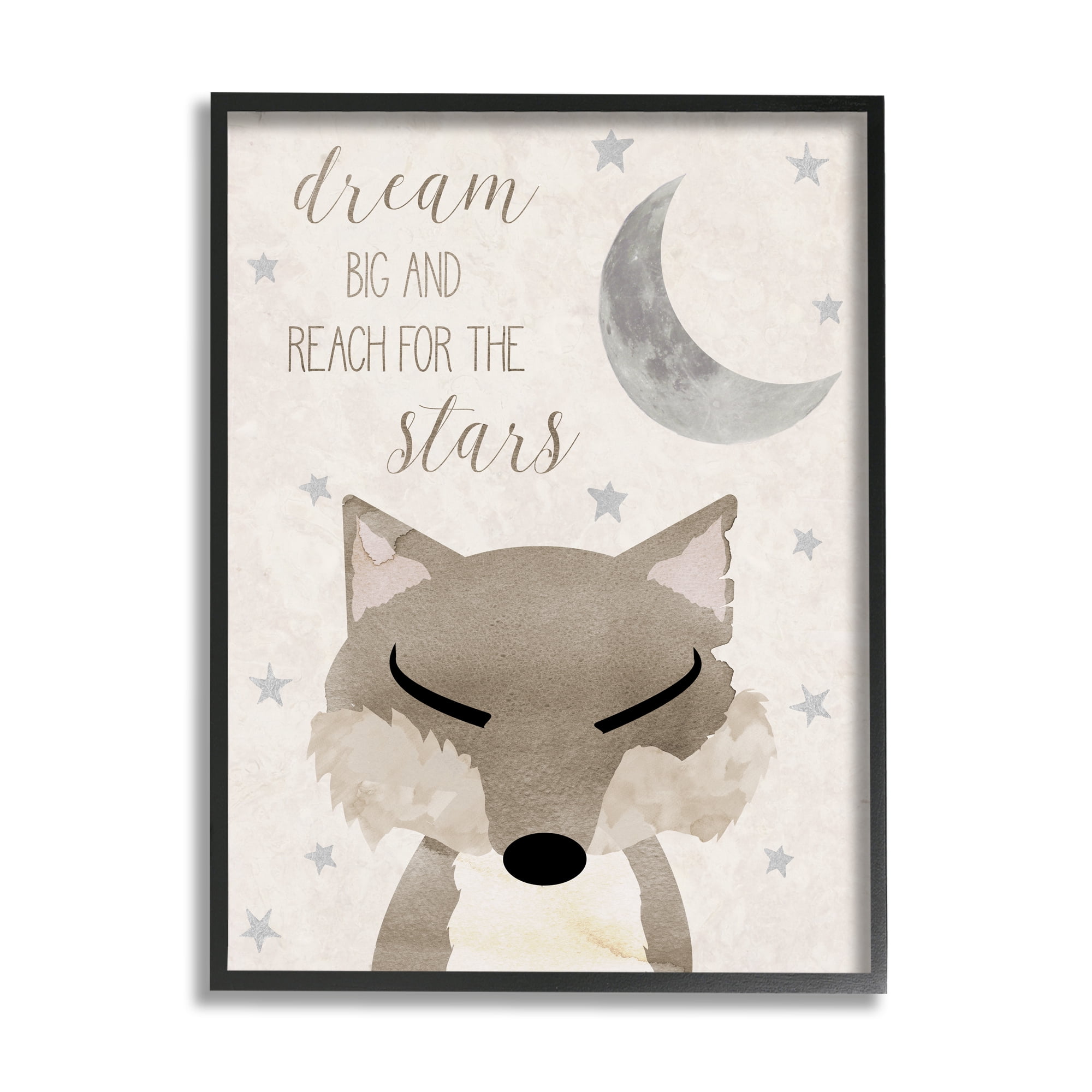 Stupell Industries Soft Dream Big Fox Landscape Painting Black Framed Art Print Wall Art, 16 x 20