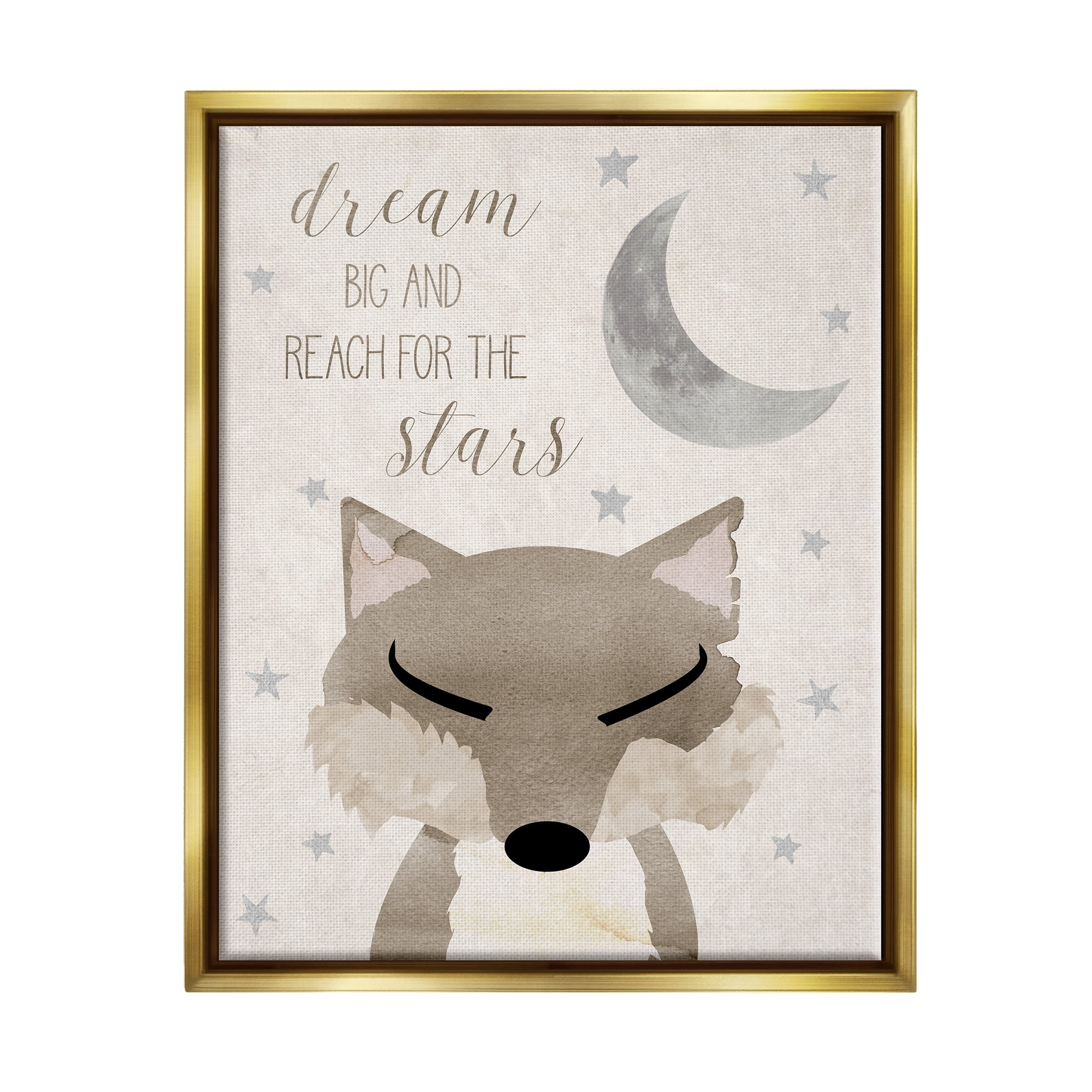 Stupell Industries Soft Dream Big Fox Landscape Painting Gold Floater Framed Canvas Art Print Wall Art, 25 x 31