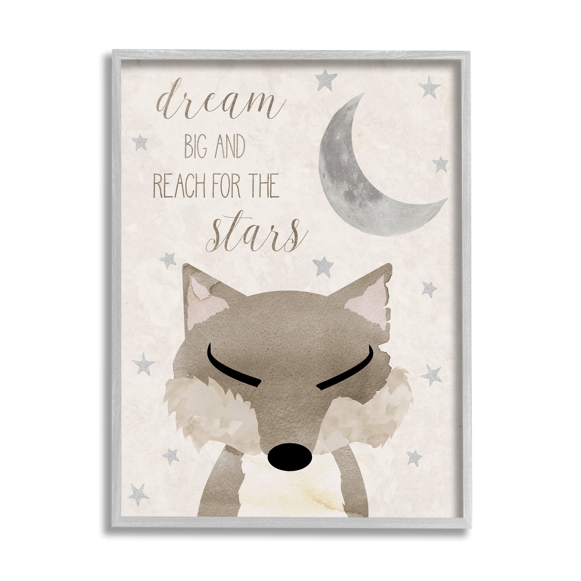 Stupell Industries Soft Dream Big Fox Landscape Painting Gray Framed Art Print Wall Art, 16 x 20