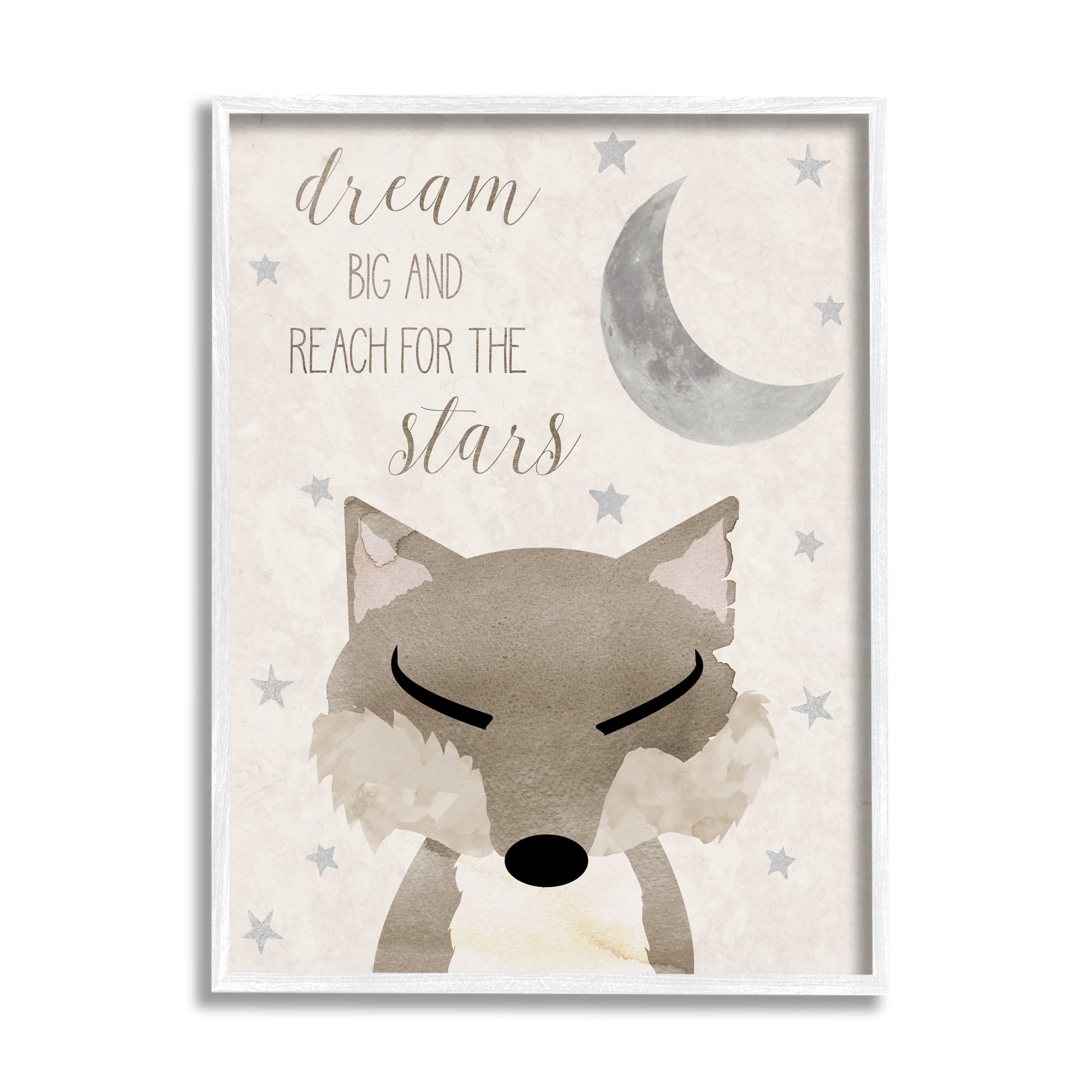 Stupell Industries Soft Dream Big Fox Landscape Painting White Framed Art Print Wall Art, 24 x 30