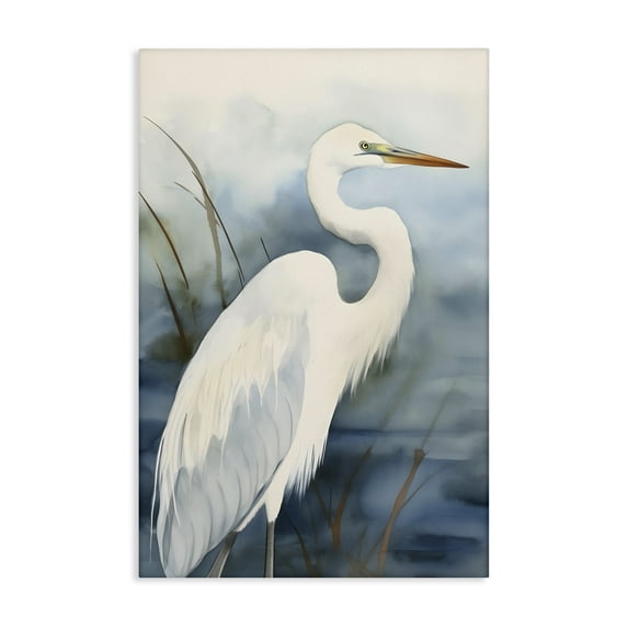 Stupell Industries Soft Egret Impression Animals & Insects Painting Gallery Wrapped Canvas Art Print Wall Art, 20 x 30