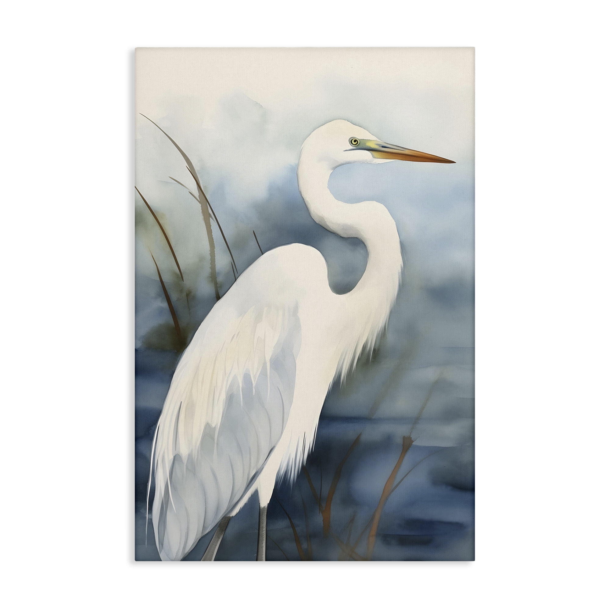 Stupell Industries Soft Egret Impression Animals & Insects Painting Gallery Wrapped Canvas Art Print Wall Art, 30 x 45