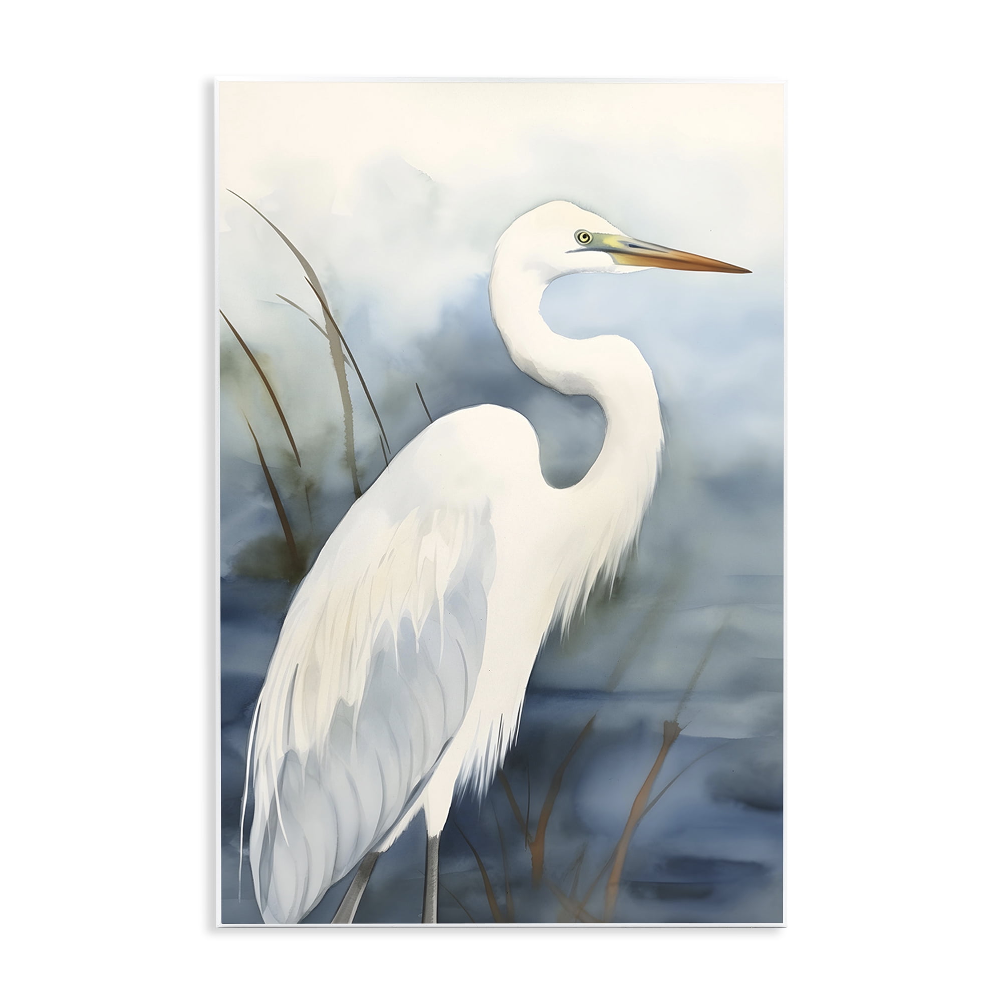 Stupell Industries Soft Egret Impression Animals & Insects Painting Unframed Art Print Wall Art, 13 x 19