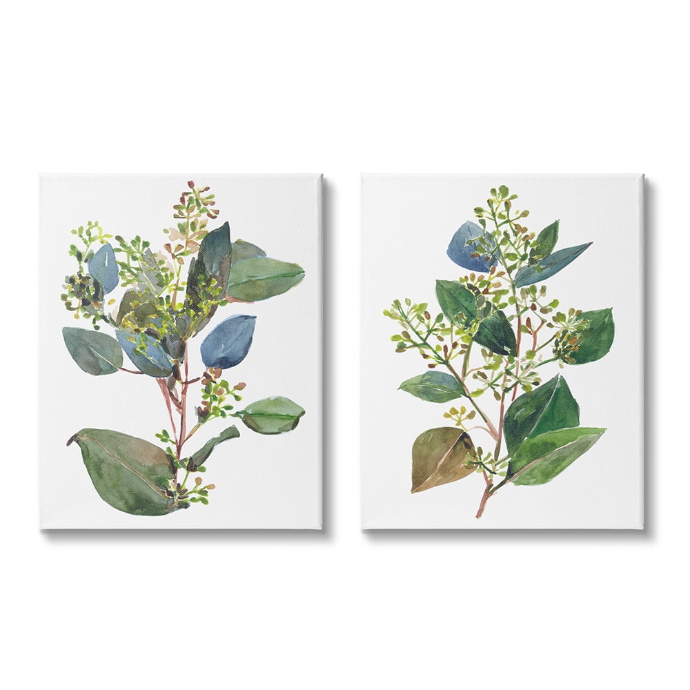 Soft Eucalyptus Plant Blue Green Ombre Leaves Canvas Wall Art