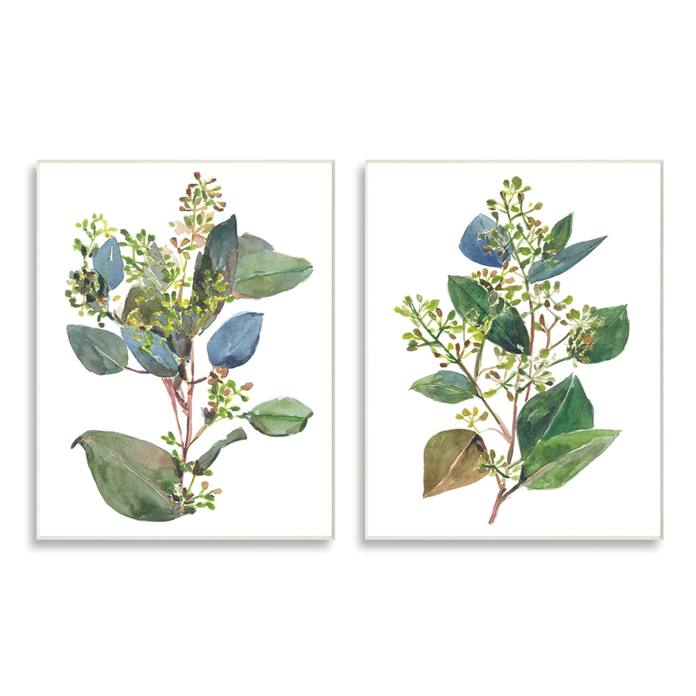 Stupell Industries Soft Eucalyptus Plant Blue Green Ombre Leaves Wall Plaque by Melissa Wang