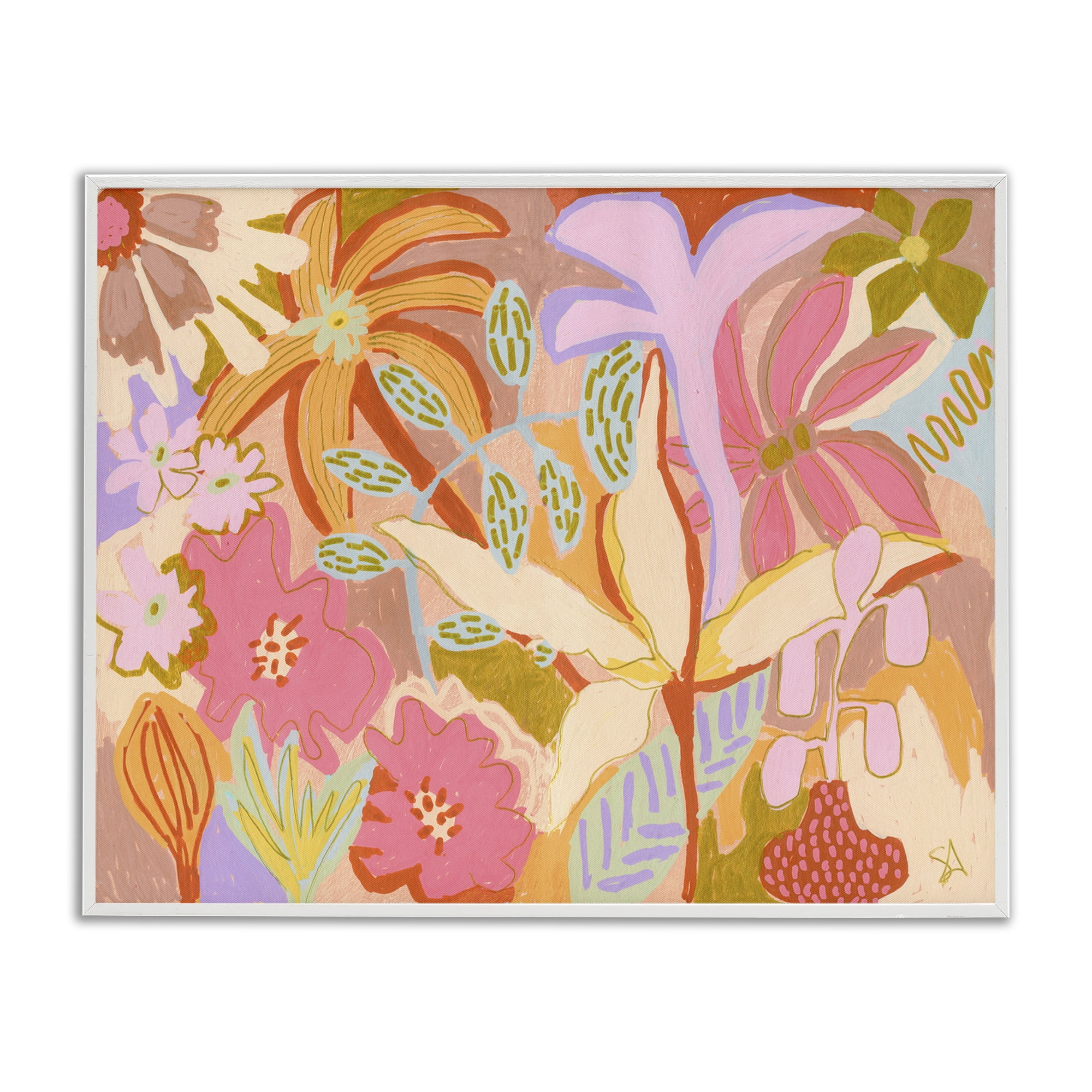 Stupell Industries Soft Expressive Botanicals Plants & Flowers Painting White Framed Art Print Wall Art, 14 x 11