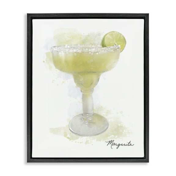 Stupell Industries Soft Faded Margarita Food & Beverage Painting Black Floater Framed Canvas Art Print Wall Art, 17 x 21
