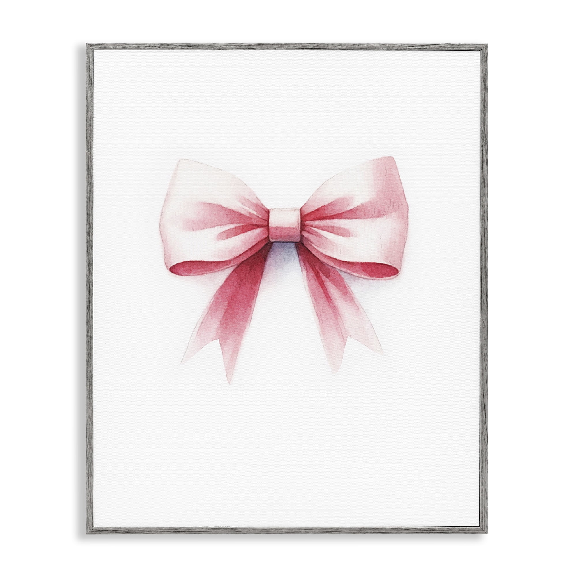 Stupell Industries Soft Fading Pink Bow Fashion Painting Gray Framed Art Print Wall Art, 24 x 30