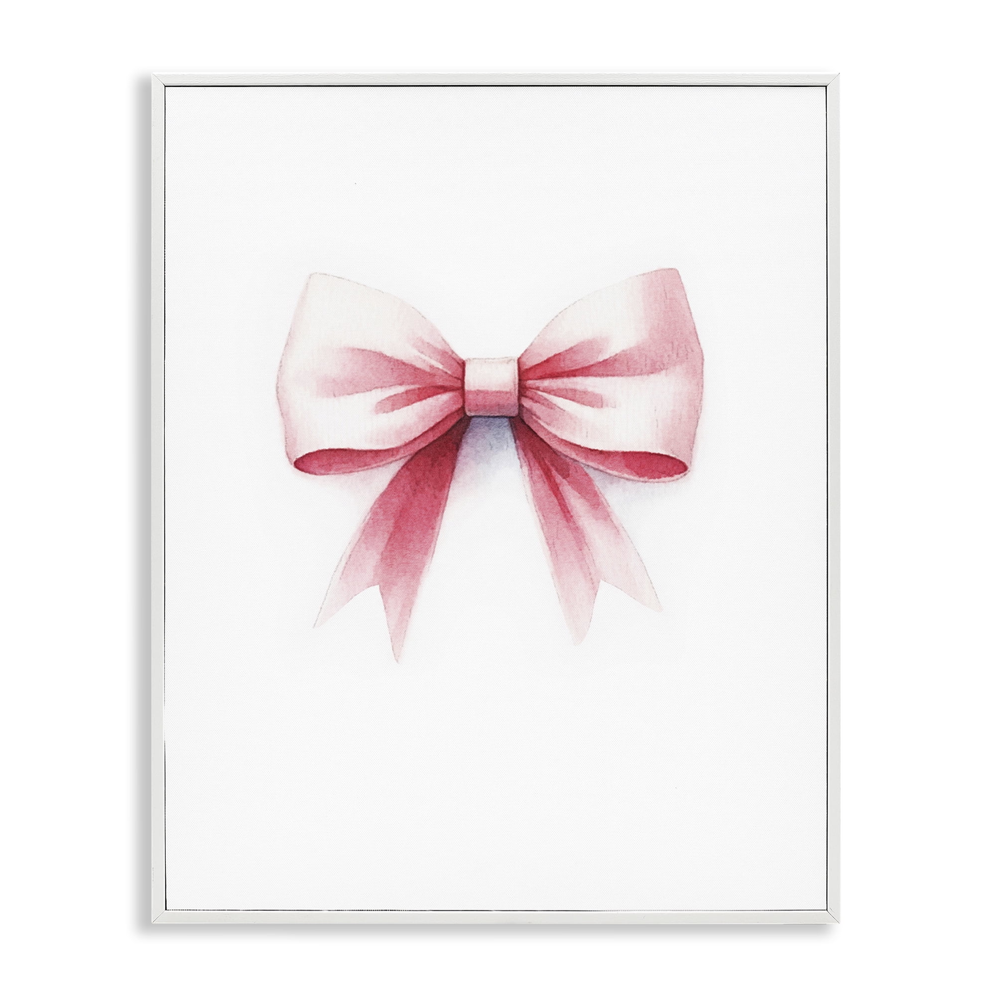Stupell Industries Soft Fading Pink Bow Fashion Painting White Framed Art Print Wall Art, 11 x 14