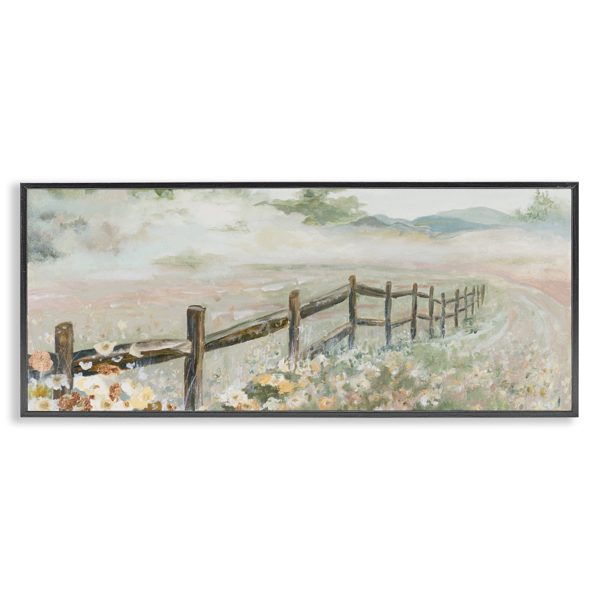 Stupell Industries Soft Fence with Flowers Black Framed Giclee Art, design by Patricia Pinto