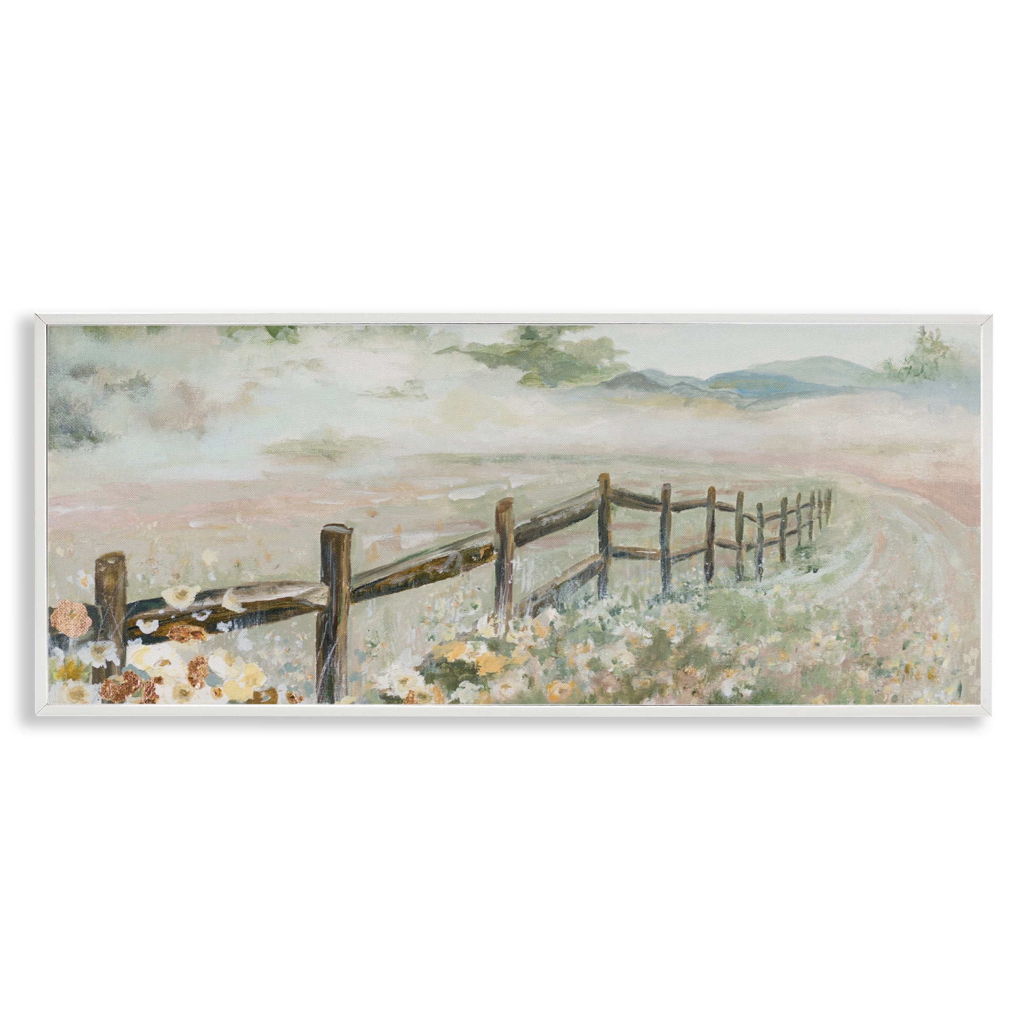 Stupell Industries Soft Fence with Flowers White Framed Giclee Art, design by Patricia Pinto