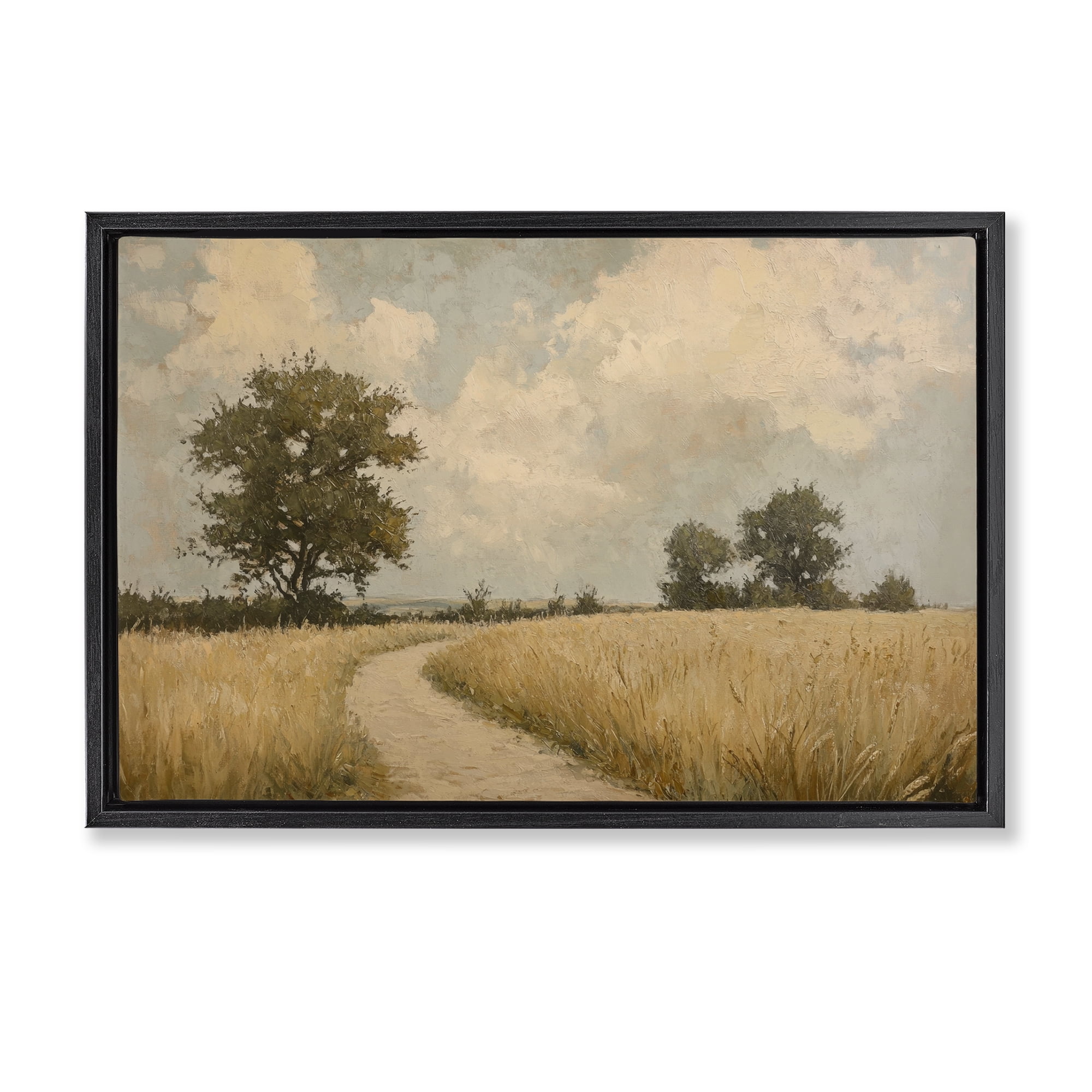 Stupell Industries Soft Field of Wheat Black Framed Floater Canvas Wall Art, design by Petal Prints Design