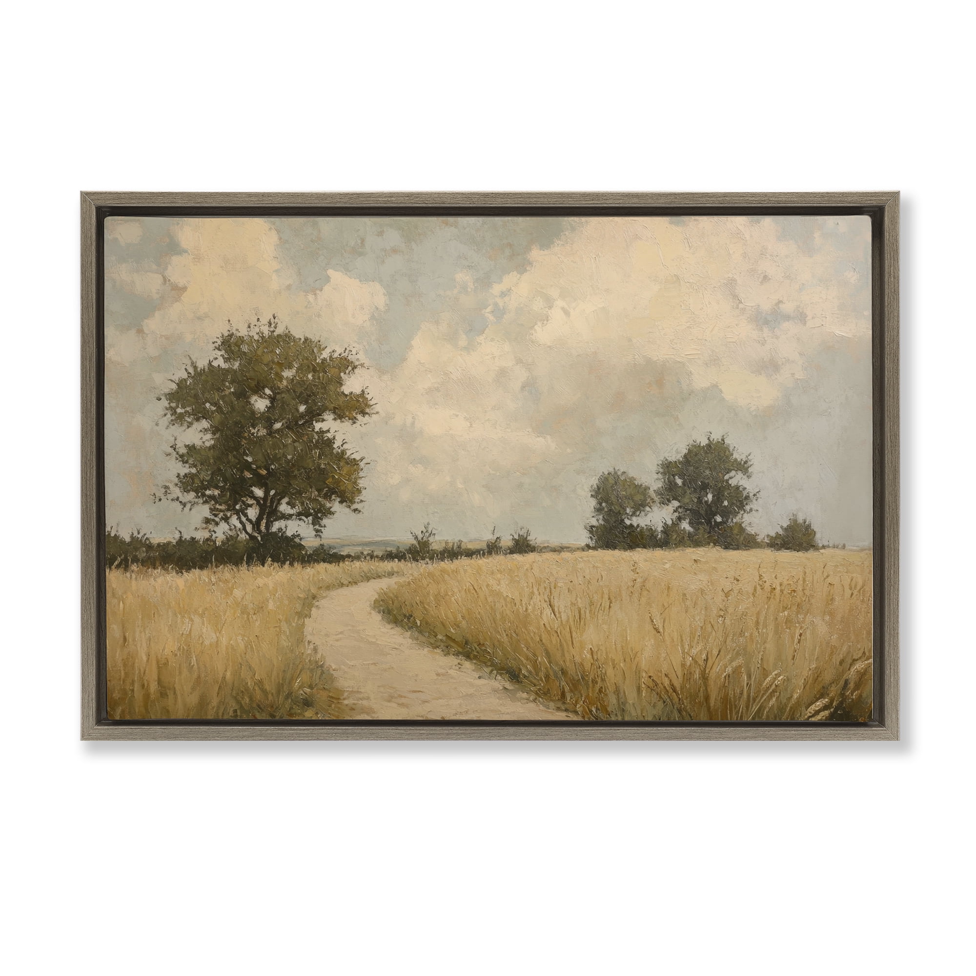 Stupell Industries Soft Field of Wheat Brown Framed Floater Canvas Wall Art, design by Petal Prints Design