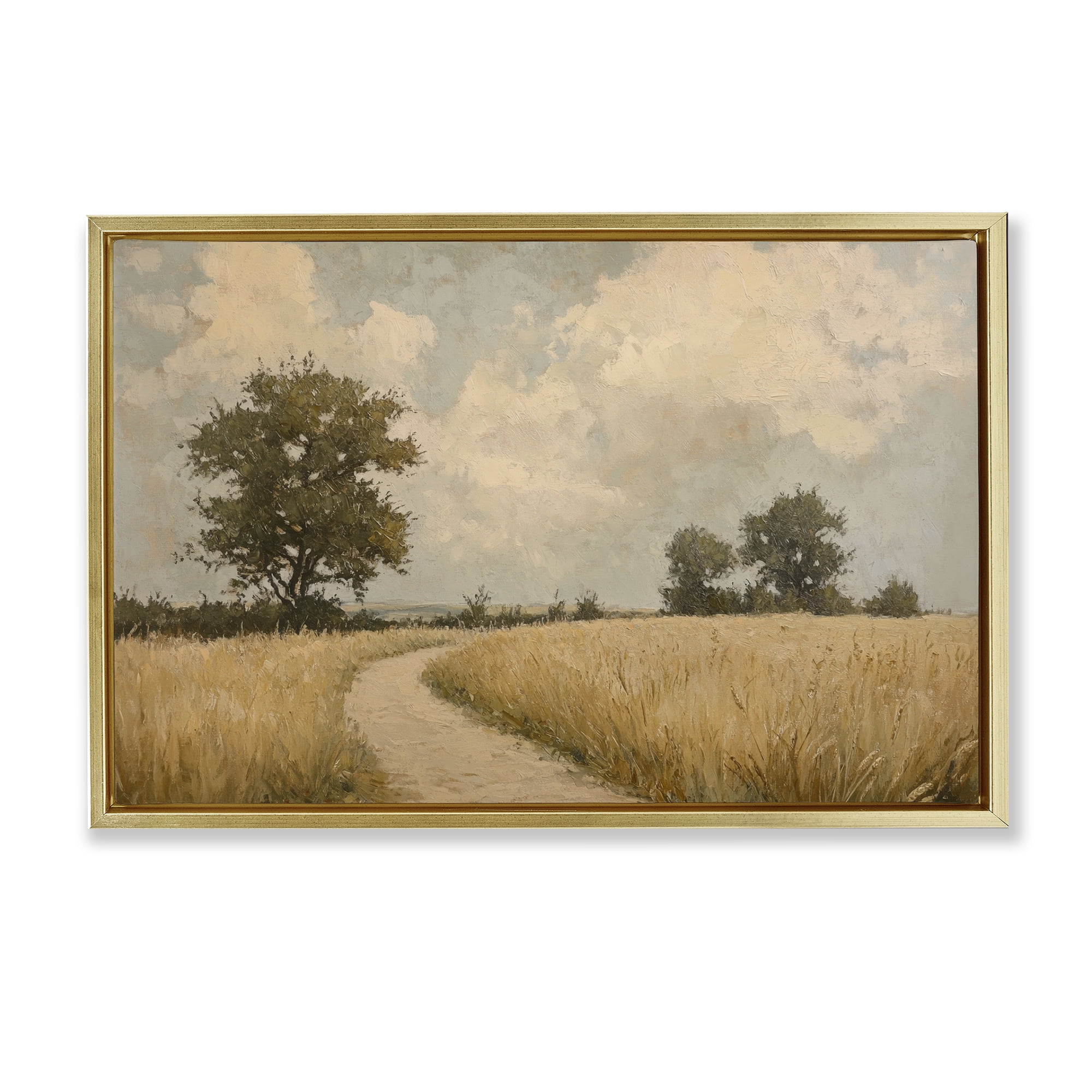 Stupell Industries Soft Field of Wheat Gold Framed Floater Canvas Wall Art, design by Petal Prints Design