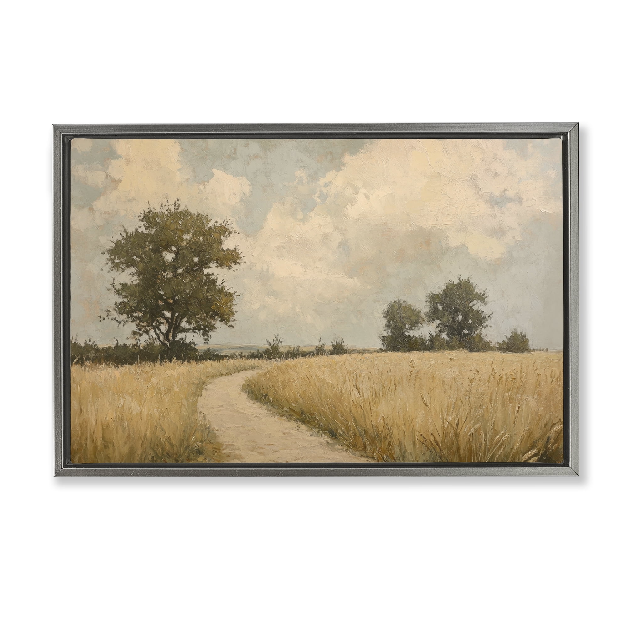 Stupell Industries Soft Field of Wheat Gray Framed Floater Canvas Wall Art, design by Petal Prints Design