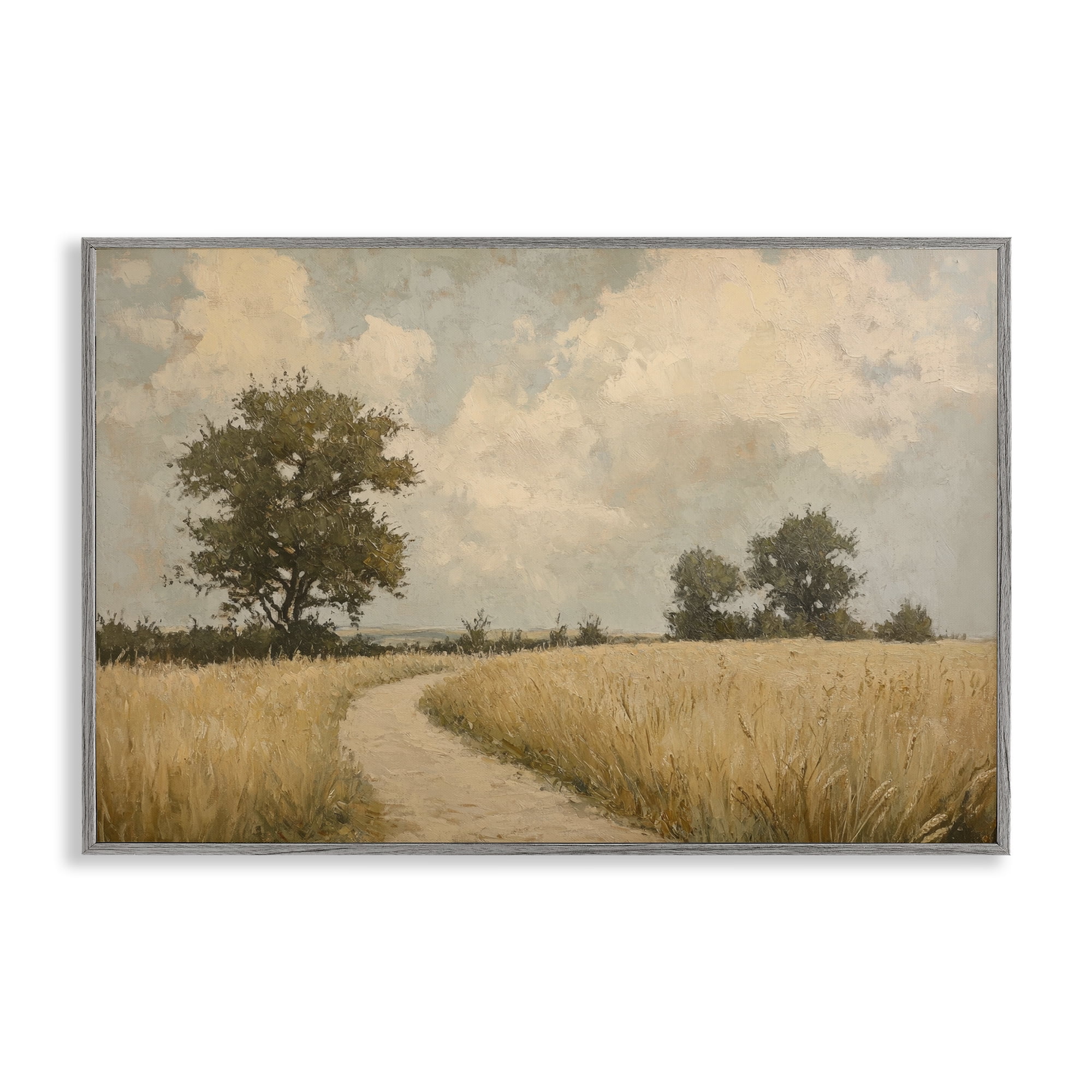 Stupell Industries Soft Field of Wheat Gray Framed Giclee Art, design by Petal Prints Design
