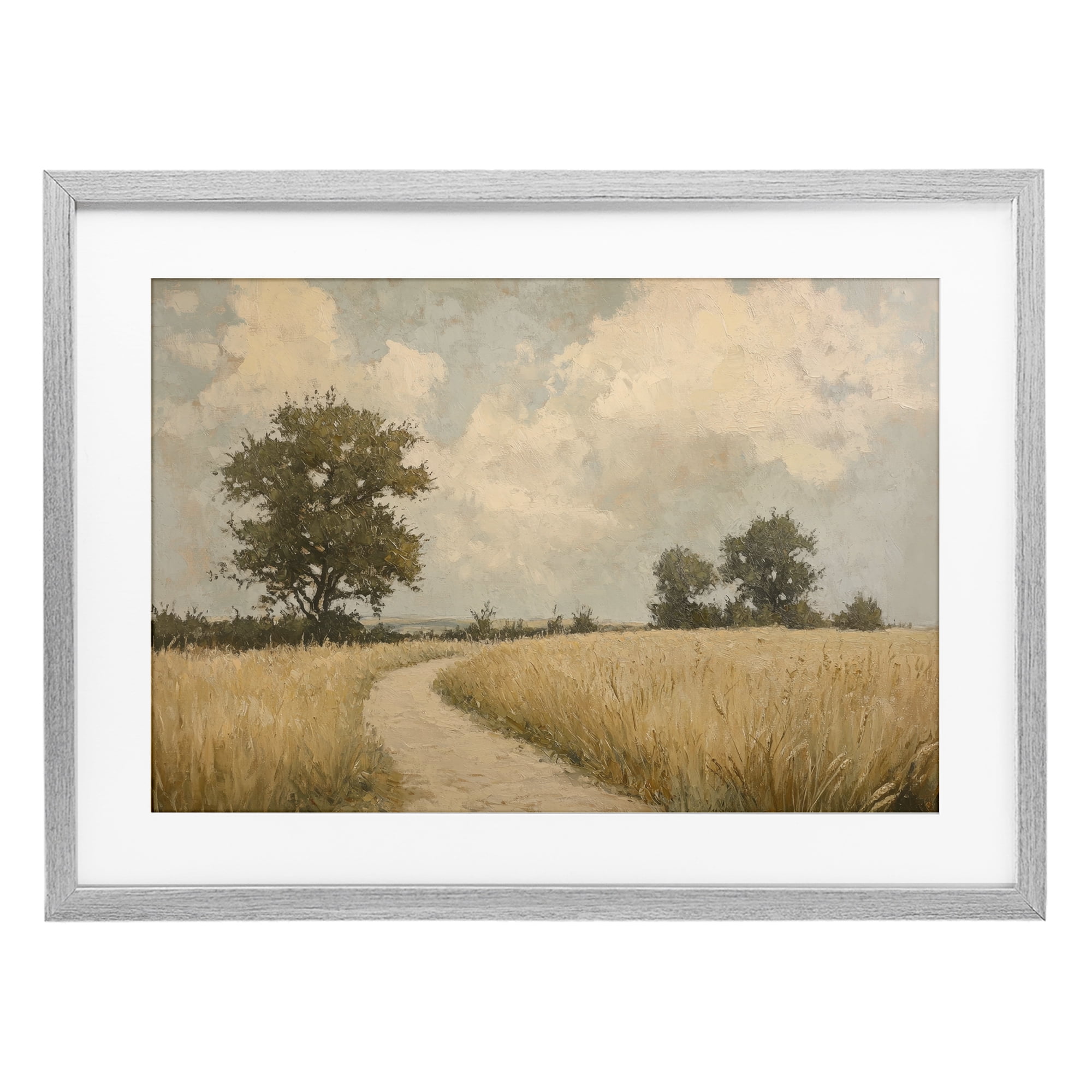 Stupell Industries Soft Field of Wheat Gray Framed Print Under Glass, design by Petal Prints Design
