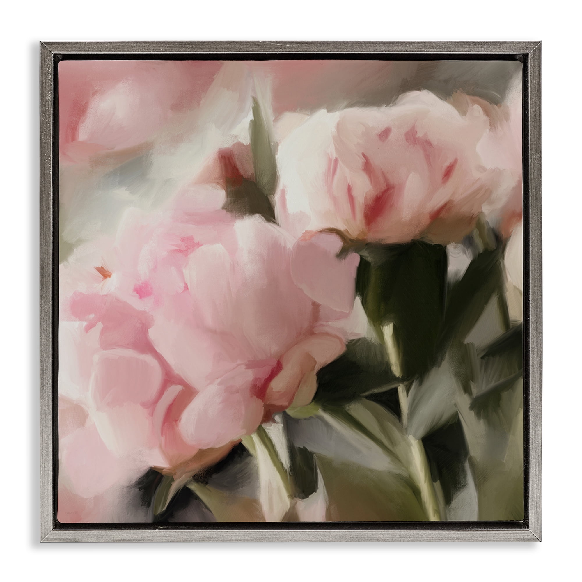 Stupell Industries Soft Floral Arrangement Botanical & Floral Painting Gray Floater Framed Art Print Wall Art, 25 x 25