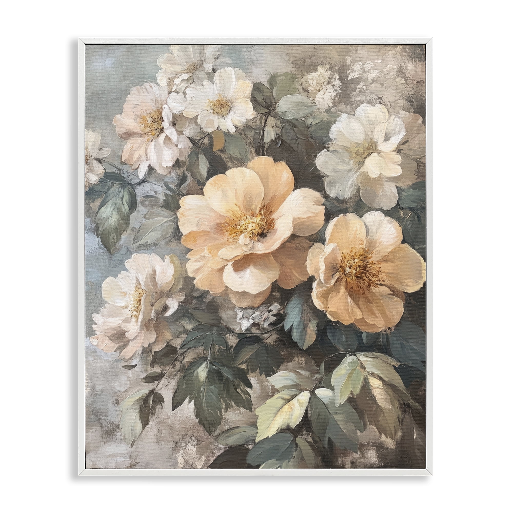 Stupell Industries Soft Floral Arrangement Plants & Flowers Painting White Framed Art Print Wall Art, 24 x 30