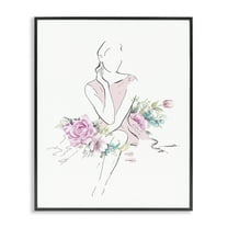 Stupell Industries Soft Floral Fashion Novelty Painting Black Framed Art Print Wall Art, 11 x 14