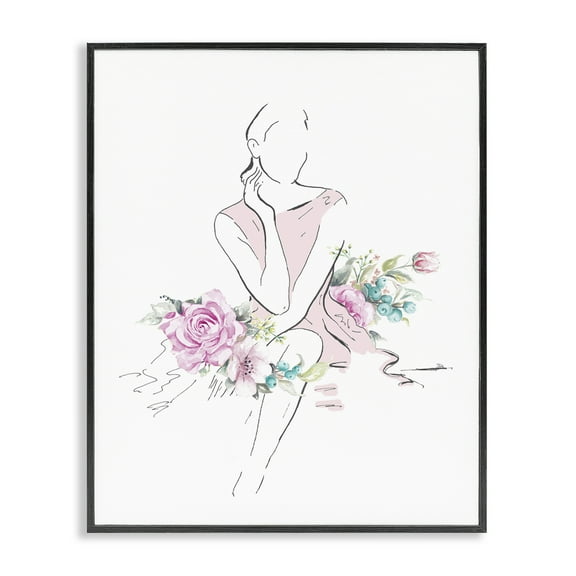 Stupell Industries Soft Floral Fashion Novelty Painting Black Framed Art Print Wall Art, 11 x 14