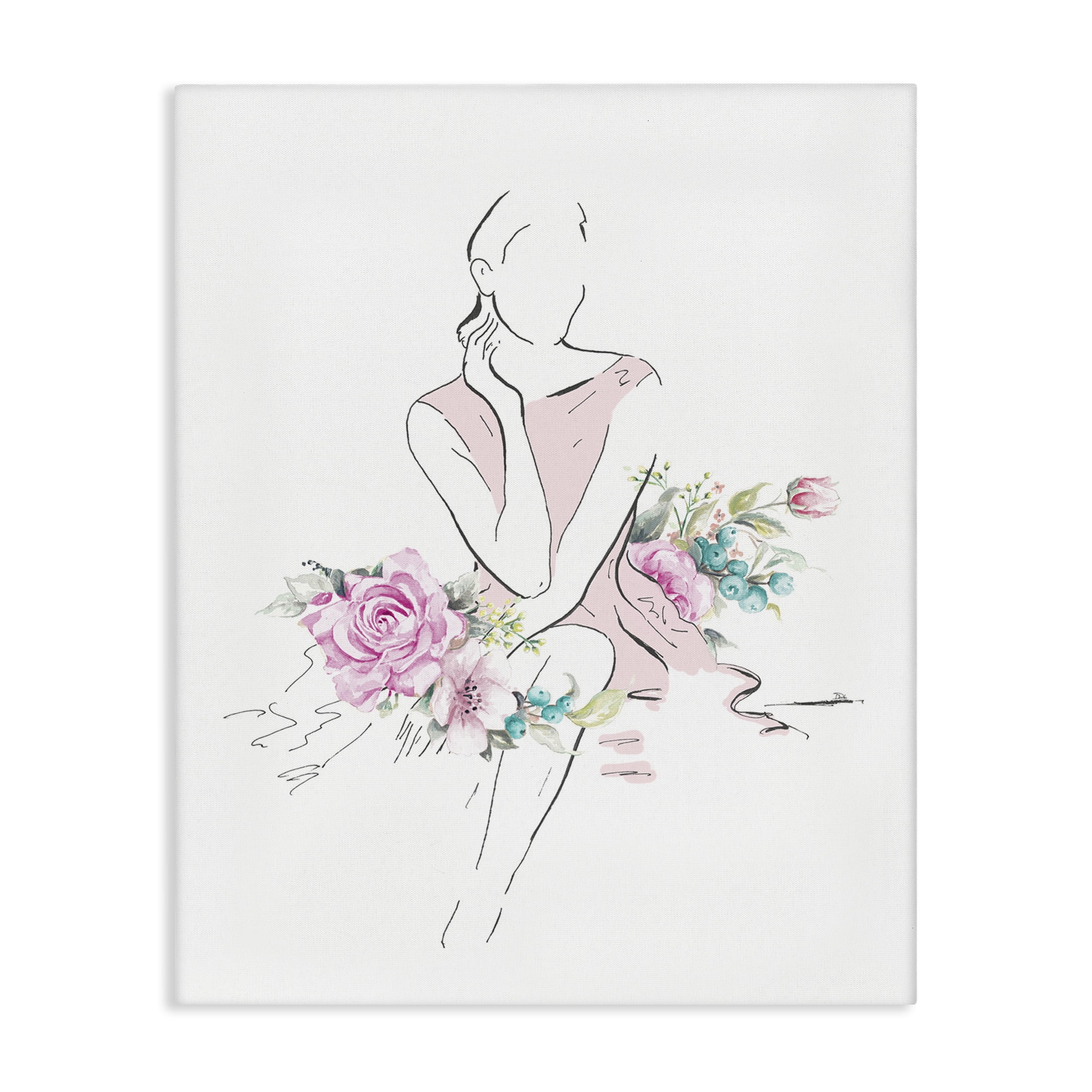 Stupell Industries Soft Floral Fashion Novelty Painting Gallery Wrapped Canvas Art Print Wall Art, 30 x 40