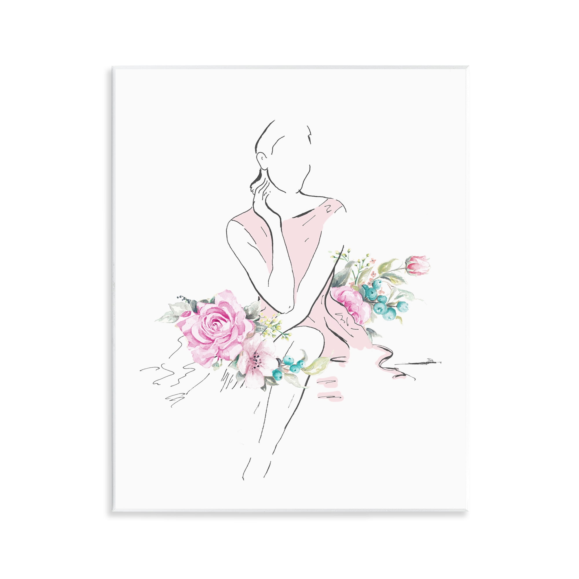 Stupell Industries Soft Floral Fashion Novelty Painting Unframed Art Print Wall Art, 11 x 14