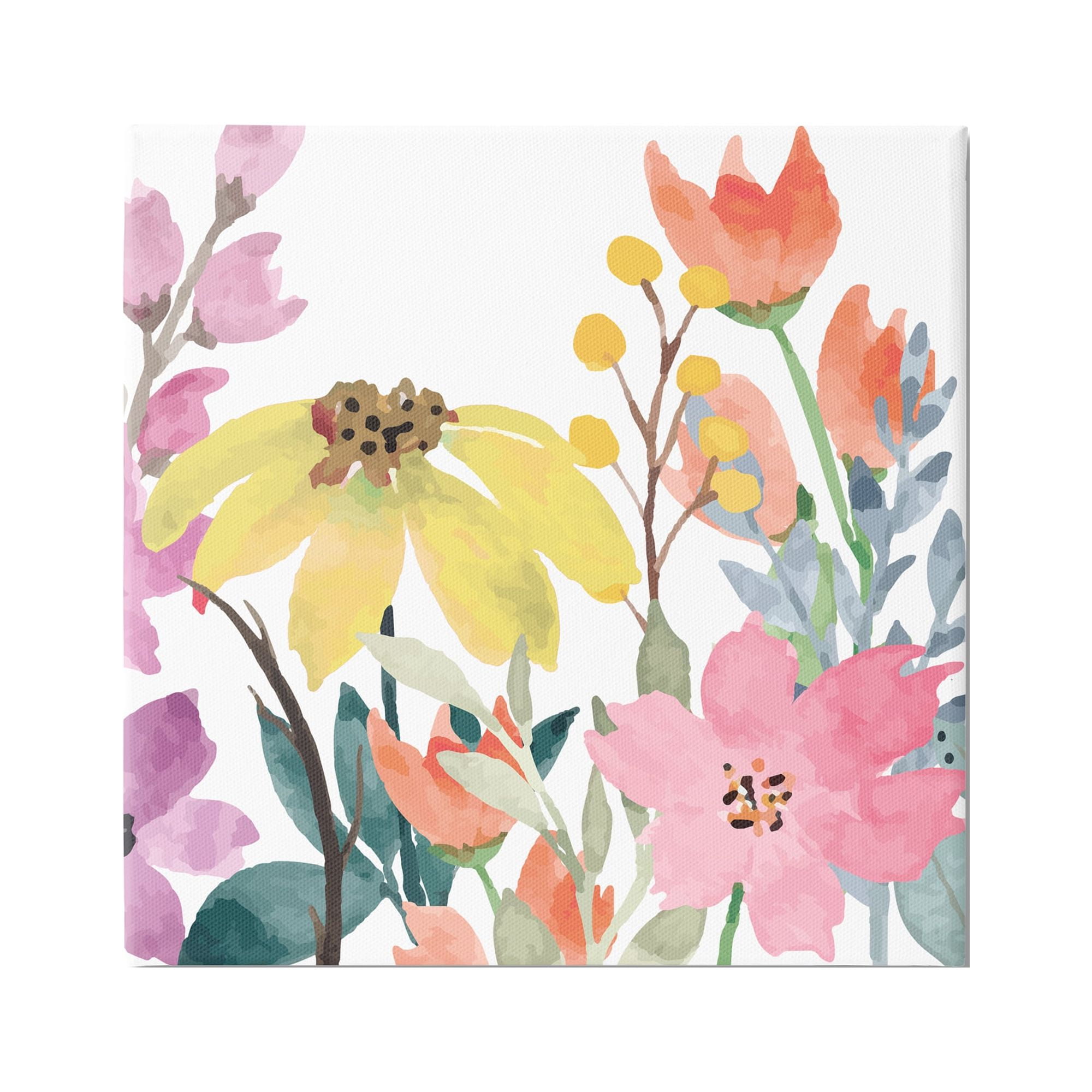 Stupell Industries Soft Floral Garden Botanical & Floral Painting Gallery Wrapped Canvas Art Print Wall Art, 24 x 24