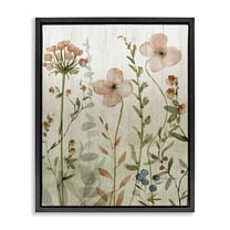 Stupell Industries Soft Florals over Rustic Floral Painting Black Floater Framed Canvas Art Print Wall Art, 17 x 21