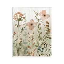 Stupell Industries Soft Florals over Rustic Floral Painting Unframed Art Print Wall Art, 11 x 14