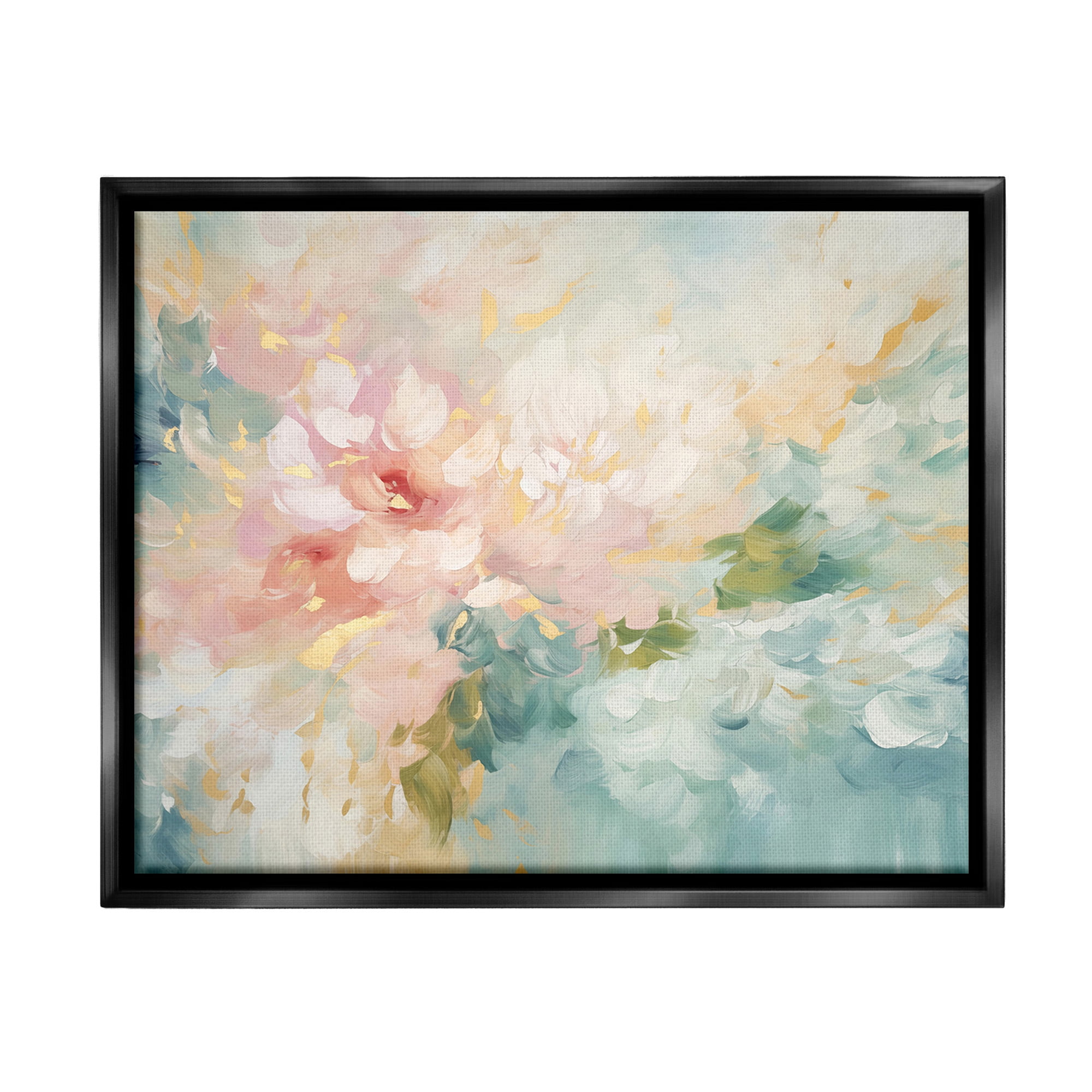 Stupell Industries Soft Flower Abstraction Botanical & Floral Painting Black Floater Framed Canvas Art Print Wall Art, 31 x 25